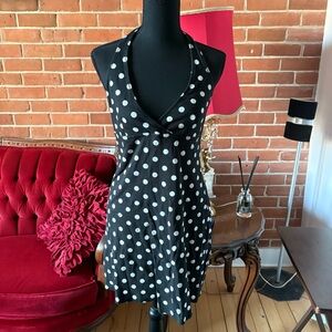 Vintage Y2K Black and White Polka Dot Mini Dress